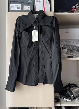 Черная рубашка с открытым бюстом не zara mango cher17