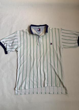 Чоловіча сорочка поло від бренду tommy hilfiger з класичним логотипом-прапором vintage made in hong kong
