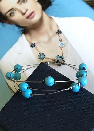 Новий ніжний браслет срібло 925 проба, натуральна аризонська бірюза, 18 см