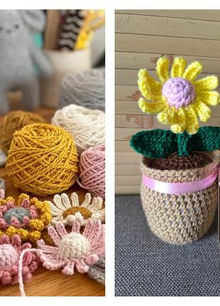 Милый вязаный цветок в горшке сувенир англия