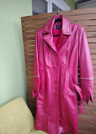 Кожаный плащ пальто
