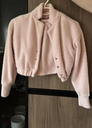 Піджак bella bogart з натурального кролика ніжно рожевий xs