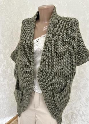 Стильна брендова накидка кардиган з вовною та альпакою