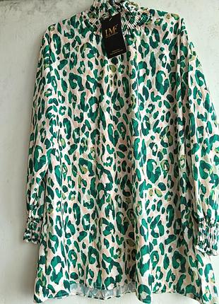 Легкий гольф, джемпер, блуза италия в зеленый леопардовый принт