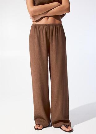 Коричневые летние брюки брюки свободного кроя pull &amp; bear