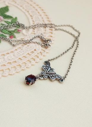 Avon «genuine garnet necklace» вінтажне кольє, натуральний гранат, елегантне, бренд, вінтаж