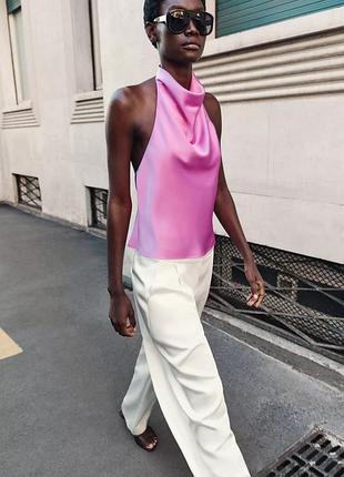 Топ жіночий рожевий атласний zara new