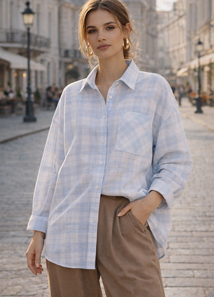 Чудова сучасна легенька оверсайз сорочка з котону