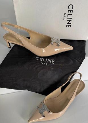 Слінгбеки срібне лого celine туфлі гострий носок