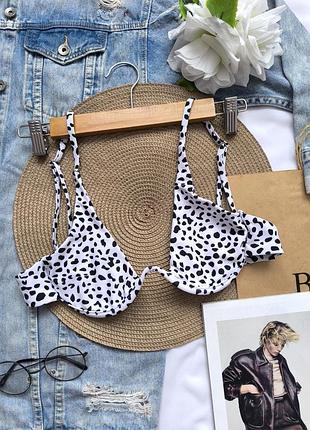 Стильний ліф верхня частина купальника з фігурної основи чорно білий бюстик роздільного купальника лео