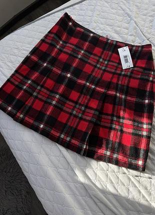Нова спідниця в клітинку міні uk 14 papaya з маленьким вмістом вовни