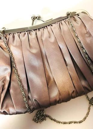 Сумка клатч clutch bag от  bijou brigitte на длинной цепочке nude (розовый)4 фото