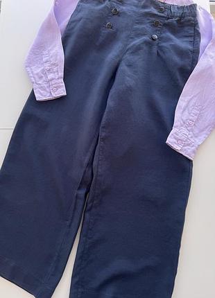 Лляні штани wide leg mac collection, 100% льон