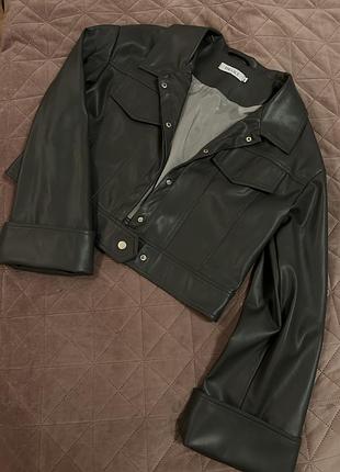 Куртка з еко шкіри сіра the lace