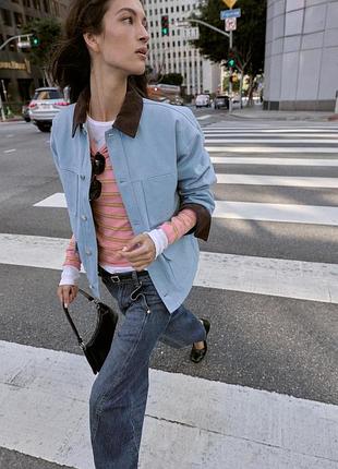 Куртка рвбочего женская утепленная тренд весна осень демисезон голубая s zara