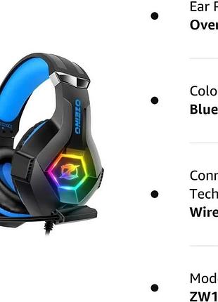 Игровая гарнитура ozeino zw1 rgb - 7.1 surround sound наушники с микрофоном для пк, ps5, xbox