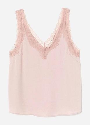 Майка топ з мереживом h&m рожева