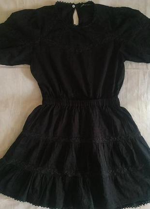 Мини-платье кружевное zara чёрное повседневное демисезонное новое