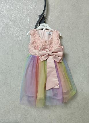 Платье с расчками радуга 2-3 рочки 90 см