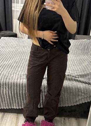 Карго джинси коричневі s 3