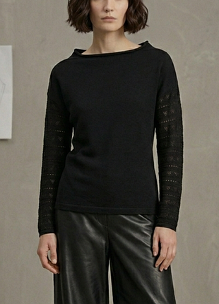 премиум джемпер escada: безупречное сочетание 100% шерсти с ажурными рукавами