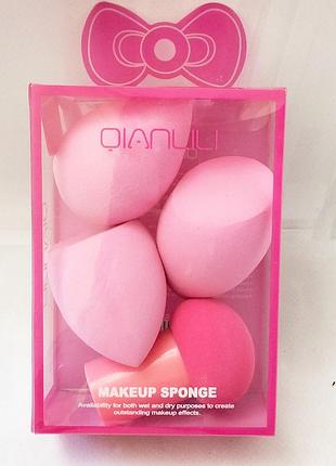 Набор бьюти спонжей - блендеров для макияжа в контейнере 4 шт.