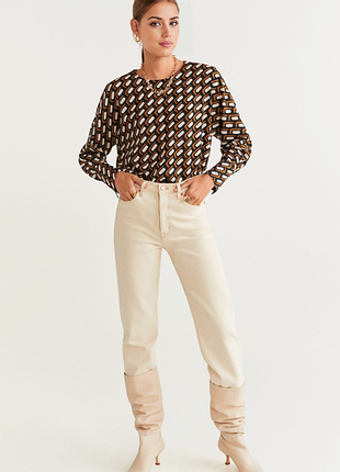 Брендовая блузка "mango" с геометрическим принтом. размер s.
