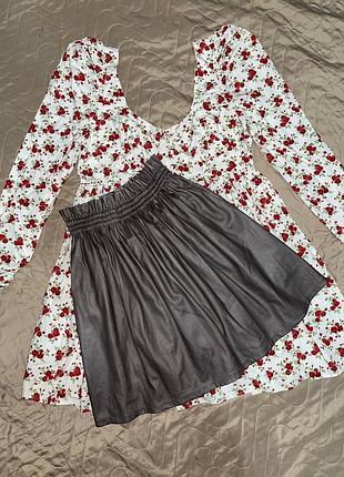 Юбка с эко кожи