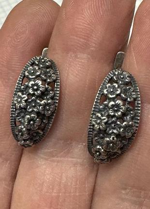 Винтажные серьги из серебра 875 пробы с орнаментом, ссср, женские ювелирные украшения