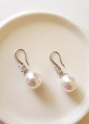 Серьги под жемчуг серебро 925