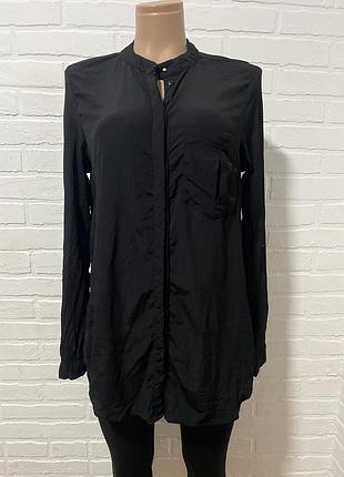Жіноча чорна  подовжена віскозна блуза блузка сорочка