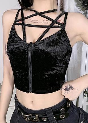 Бархатистый кроп-топ killstar "lost in sin" 🖤