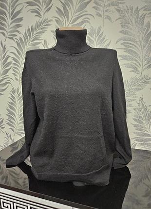 Шерстяной гольф cos 100% шерсть, черный базовый свитер (l)