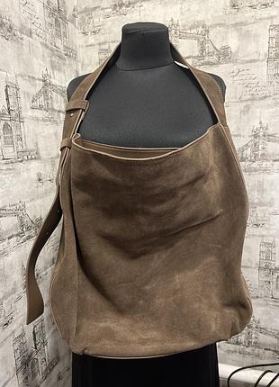 Коричнева хакі замш шопер мішок сумка дуже в містка