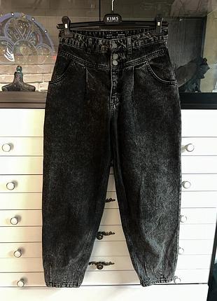 Жіночі джинси банани, варьонка, денім, сірі, висока посадка stradivarius 36 розмір