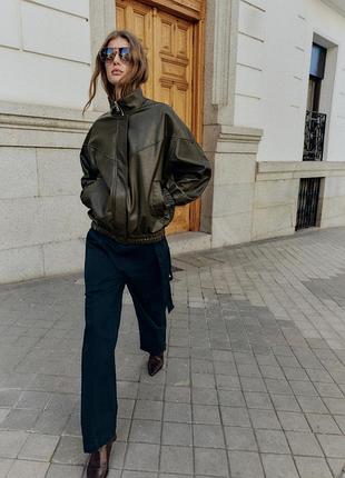 🫒 кожаный бомбер от zara