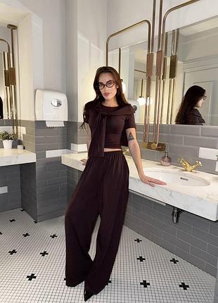 Костюм трійка  (футболка+лонг+палаццо)