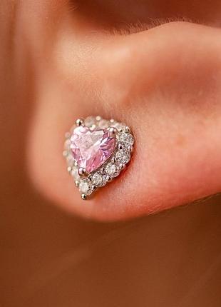 Сережки pandora сердечка
