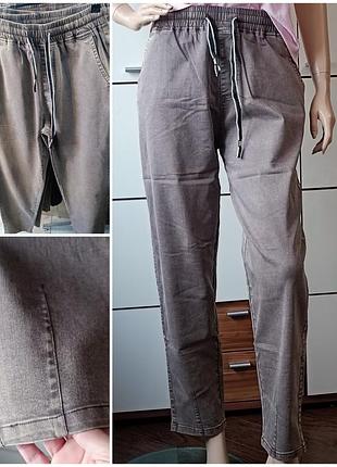 Женские тонкие джинсы стрейч на резинке, шоколадные джинсы мом, мымы, коричневые джинсы релакс, трендовые комфортные мом релакс, джинси варка