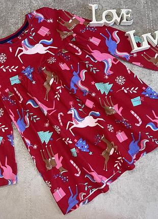 Сукня плаття з новорічним принтом mothercare 5-6років