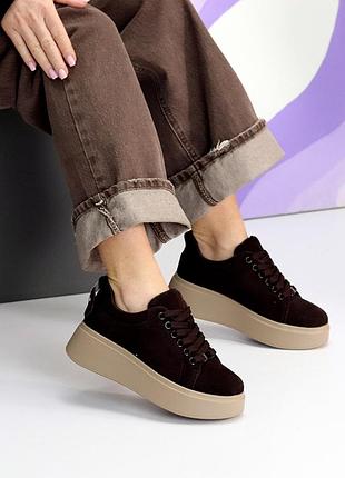 Кеды на утолщенной подошве шоколад