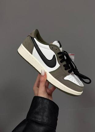 Женские кроссовки nike air jordan retro 1 medium olive / smb+ 🔗