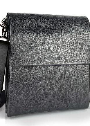 Чоловічий шкіряний месенджер 23х26х6, сумка планшет через плече bexhill td-18621 чорний