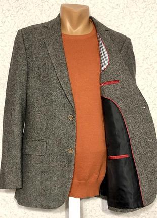 Пиджак мужской твидовый шерстяной серый