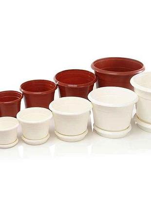 Горщик для квітів 6,3л кольоровий d 250 з підставкою h=210 тм юніпласт