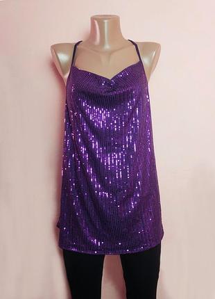Жіночий фіолетовий топ на бретелях з паєтками від shein розмір 1xl