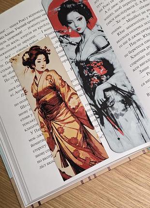 3d закладка в японском стиле гейша, закладка для книги, японская закладка