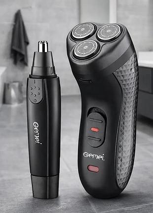Електробритва gm-7113 2 в 1 / чоловічий триімер для бороди, носа та вух