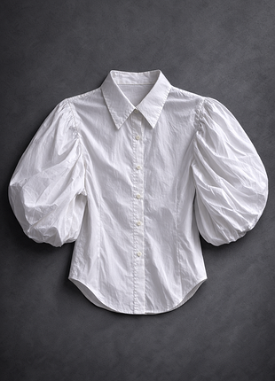 Блуза рубашка белая с рукавами воланами, размер s