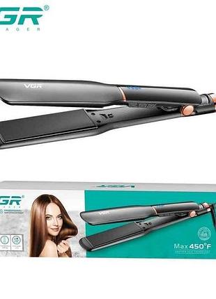Выпрямитель 70вт для волос v-519s black, 100-230°c, керамическое покрытие 38мм, 70w, led display тм vgr